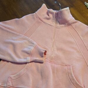 Womens Pink Half-Zip Pullover Sweatshirt
